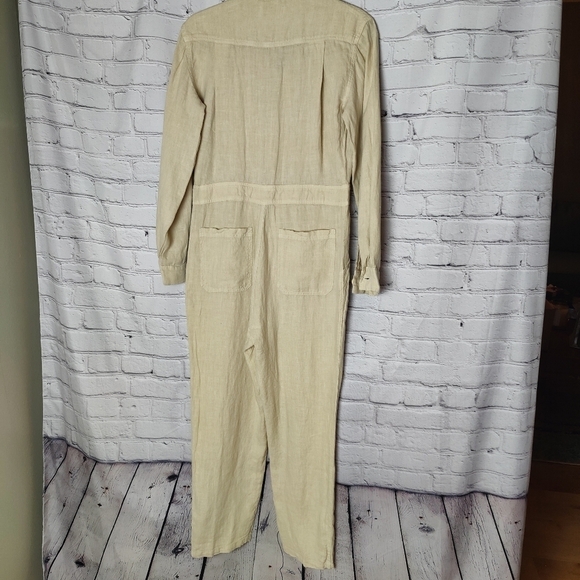 MATE the Label Natural Beige Linen Long Sleeve Jumpsuit Small NWOT $248 - Picture 6 of 10